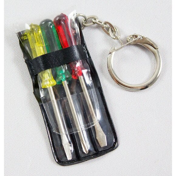 Mini Screwdriver Set in Pouch Tool Keychain Key Chain Made in Hong Kong - Picture 1 of 4
